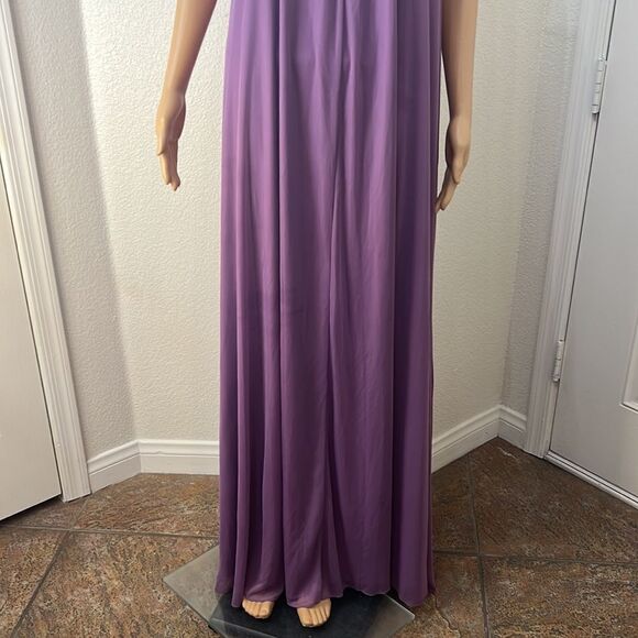 David’s Bridal Dress Sz 14 Wisteria Iris Violet Boat High Neck Tent Sheer Lined - Picture 4 of 16